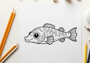 Cute cartoon fish swimming vector illustration flat design