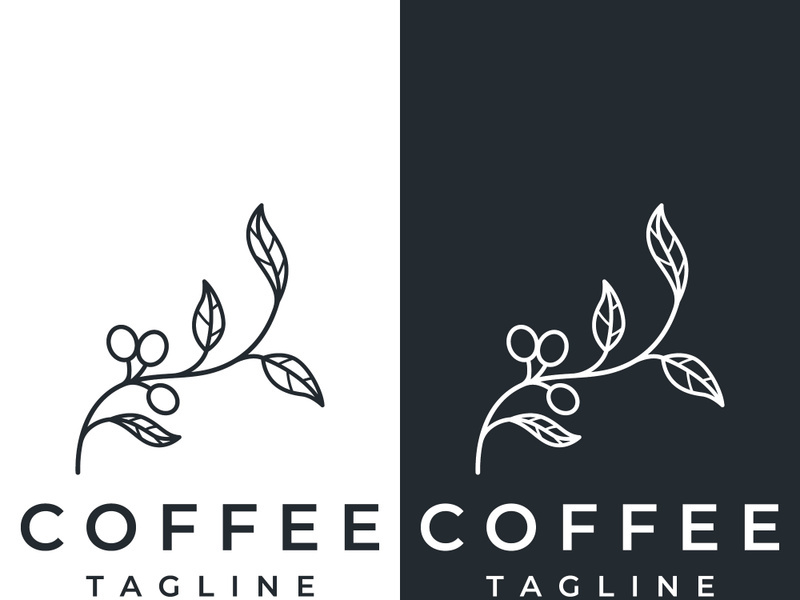 Coffee bean logo design with retro outline.