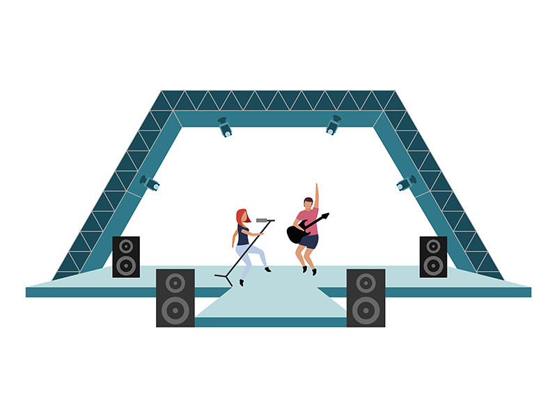 Live music event flat concept vector illustration