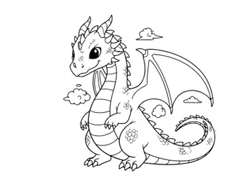 Cute baby dragon breathing smoke vector illustration flat design preview picture