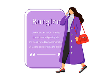 Female robber flat color vector character quote preview picture