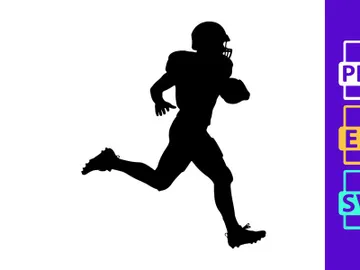 American football player running with ball in hand silhouette preview picture