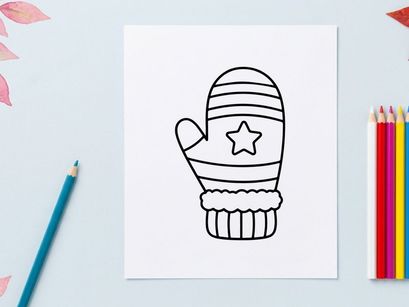 Manopla navideña dibujada a mano con decoración de estrella para diseños de celebraciones festivas