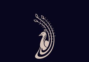 Peacock logo line art elegant concept icon design template flat vector illustration