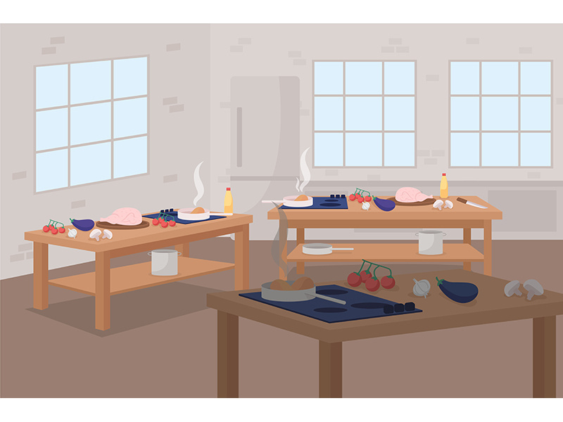 Culinary class flat color vector illustration