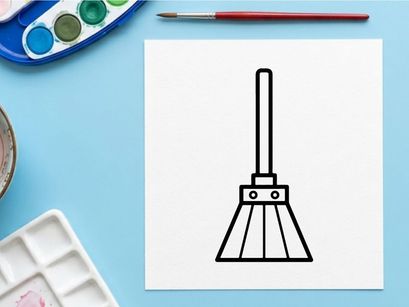 Ikon sapu penyihir. Ilustrasi vektor minimalis sapu sihir untuk Halloween.