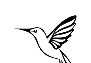 Black and white outline of a hummingbird.