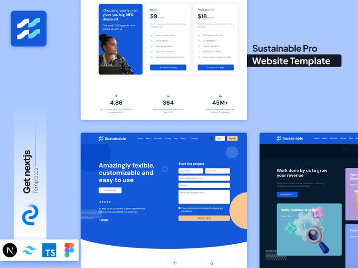 Sustainable Pro NextJs Template to Build Portfolios
