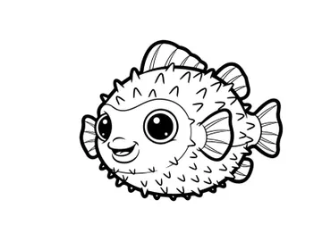 Cute smiling pufferfish cartoon vector illustration preview picture