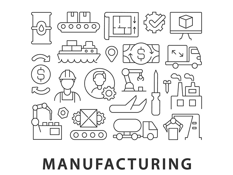 Manufacturing abstract linear concept layout with headline