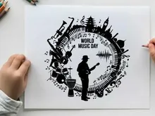 World Music Day celebration with diverse instruments vector