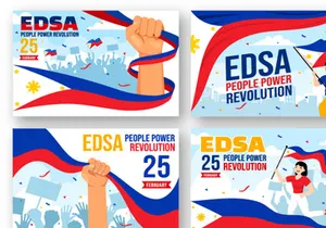 12 Edsa People Power Revolution Anniversary of Philippine Illustration
