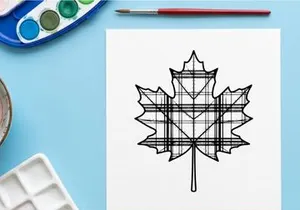 Ilustração detalhada de folha de bordo para projetos de natureza e botânica. Desenho botânico artístico que mostra a estrutura intrincada da folha e a beleza natural.