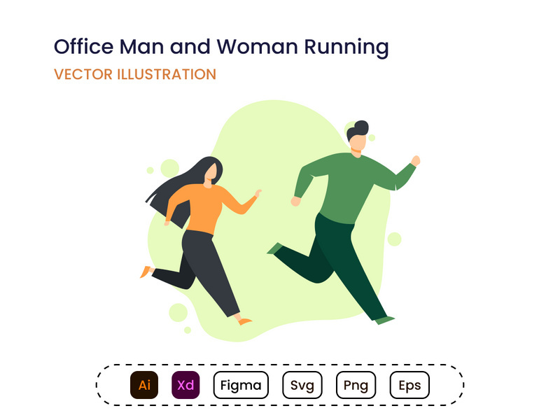Office Man and Woman Running vector concept