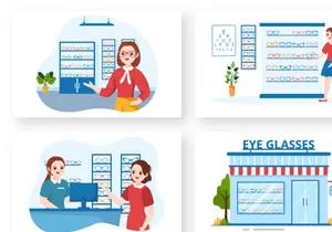 11 Eye Glasses Store Illustration