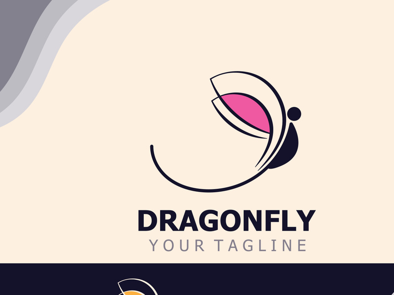 Dragonfly logo design modern and elegant minimalist color style monoline illustration