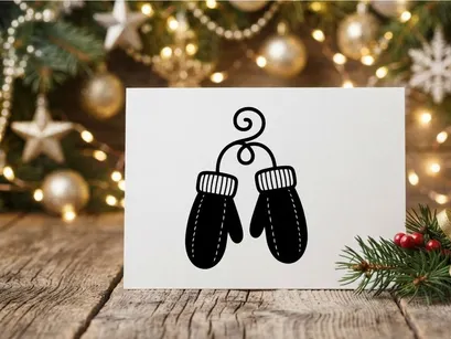 Black winter mittens with string for kids or adults, cozy winter accessories