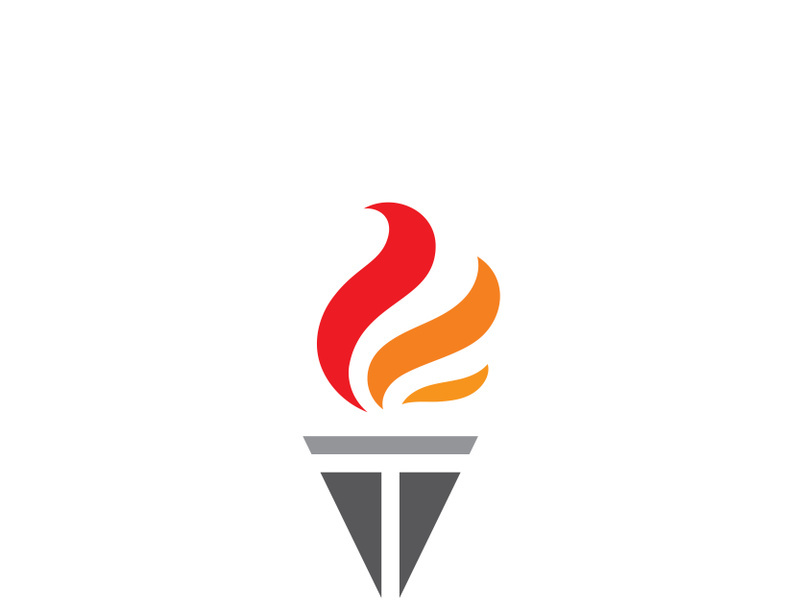 Torch flame logo icon  vector template