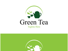 Tea cup logo vector design.Green tea vector logo template.