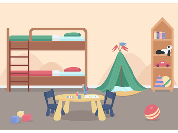 Child bedroom for male toddler flat color vector illustration preview picture