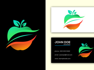 Apple logo sign symbol. Apple sign with negative space leaf preview picture