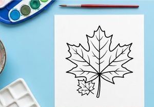 Close-up of a detailed maple leaf. Natural autumn foliage with vibrant colors.