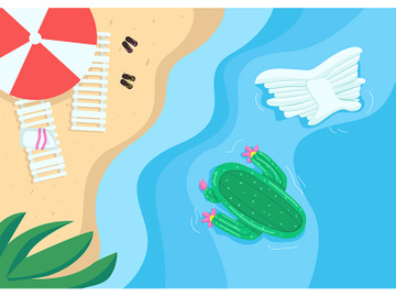 Beach and pool floats flat color vector illustration preview picture