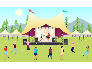 Summertime music festival flat vector illustration preview picture