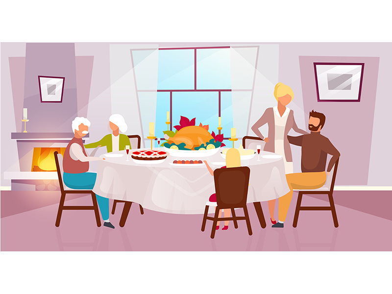 Thanksgiving day flat vector illustration