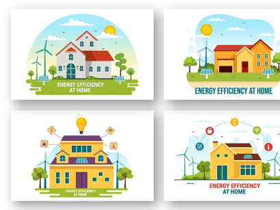 12 Energy Efficient at Home Illustration