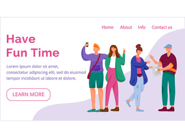 Have fun time landing page vector template preview picture