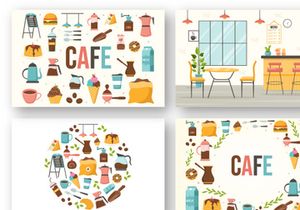 15 Cafe Vector Illustration