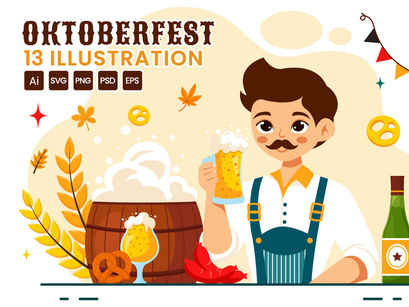 13 Oktoberfest Beer Festival Illustration