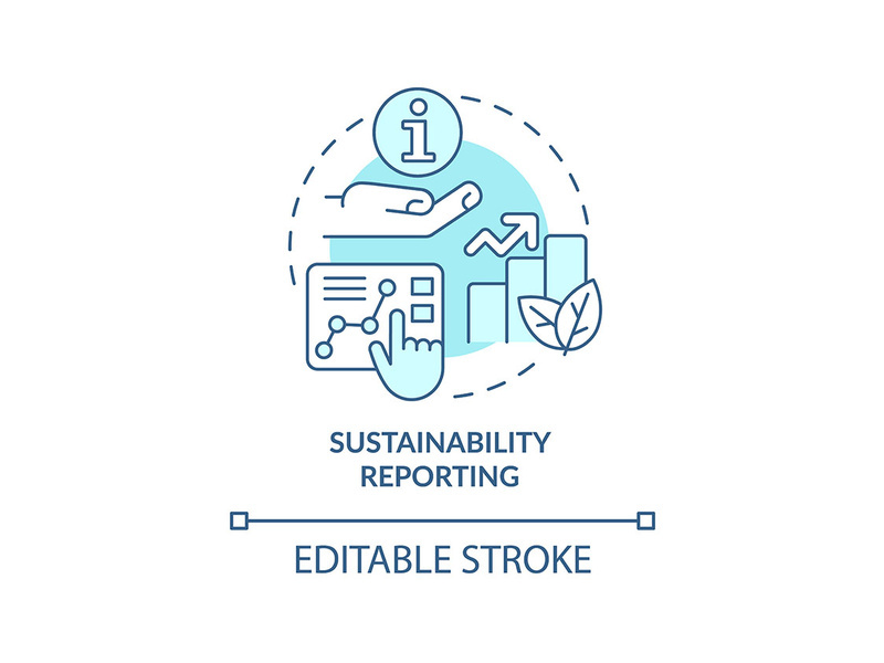 Sustainability reporting turquoise concept icon