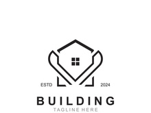 Building logo construction modern real estate symbol for architecture house and property design