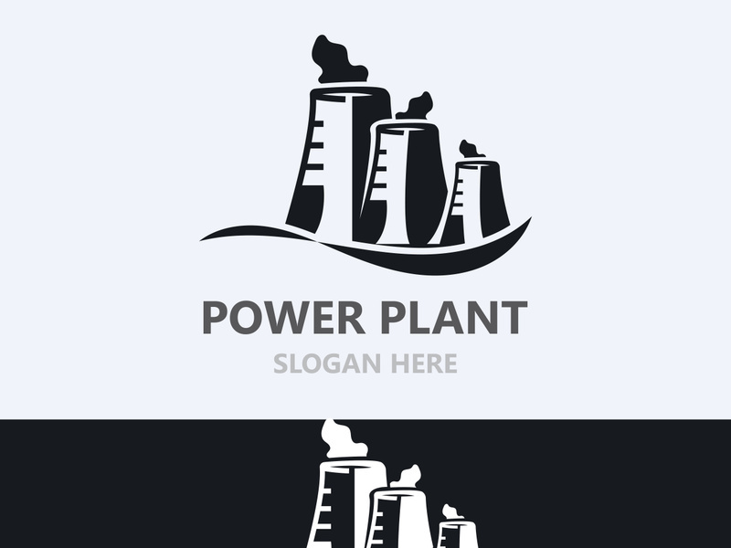 Power plant vector icon. Nuclear cooling Factory sign. Industry symbol. Simple isolated logo