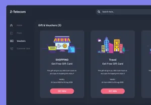 Z telecom Web & Mobile, Light and Dark UI Options