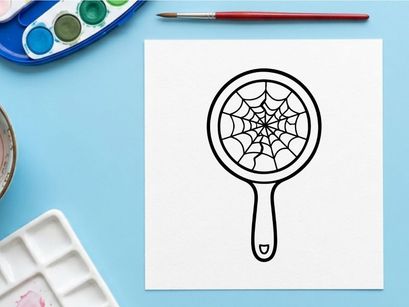 Geometrisches Glas-in-Glas Halloween-Untersetzer-Design. Gotisches dekoratives Rundornament mit Spinnwebenmuster für Basteln und Dekoration.