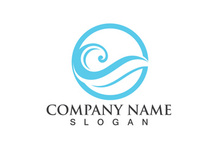 Wave Blue Water beach Logo vector Icon