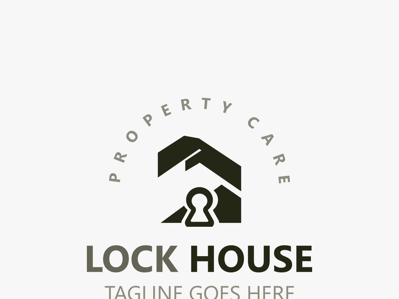 Lock House secure logo design, smart key home vector concept template
