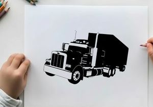 Silhouette of a semi truck with trailer