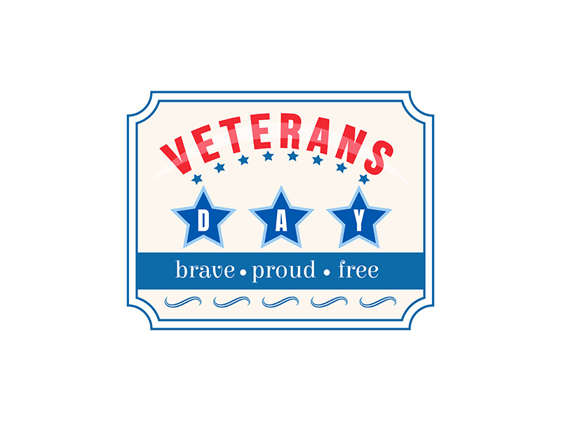 Veterans Day vintage flat color vector badge