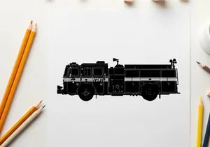 Silhouette of a fire truck vehicle emergency response
