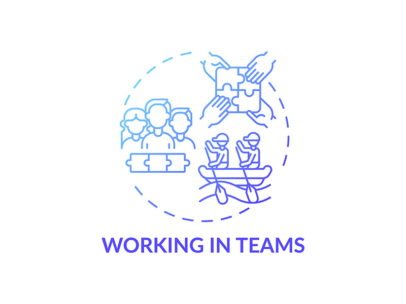 Working in teams blue gradient concept icon