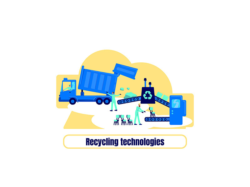 Recycling plant flat concept vector illustration