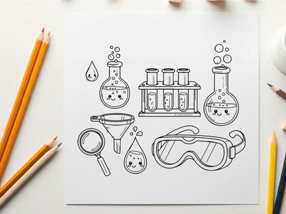 Cute science lab equipment vector illustration flat design