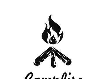 Bonfire Campfire Camp Fire place wood flame vintage retro logo design preview picture
