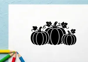 Silhouette of Pumpkins with Leaves for Fall or Halloween Decor