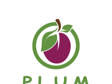 plum fruit logo with leaves, design of plum plantation, fruit shop, plum products, with simple vector editing preview picture