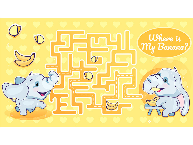 Where is my banana labyrinth with cartoon character template